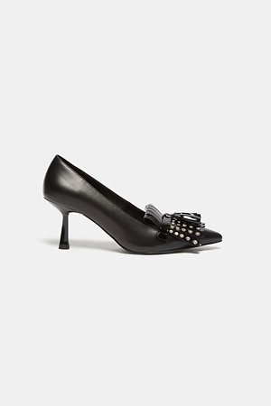 Tessel stud decorated heel pumps(black)