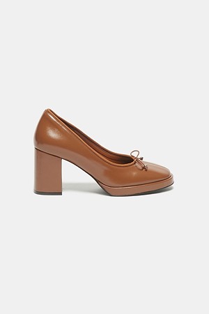 Ribbon platform pumps(brown)