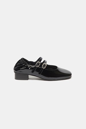 Shirred maryjane flats(black)
