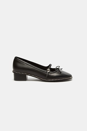Studded ribbon pumps(black)