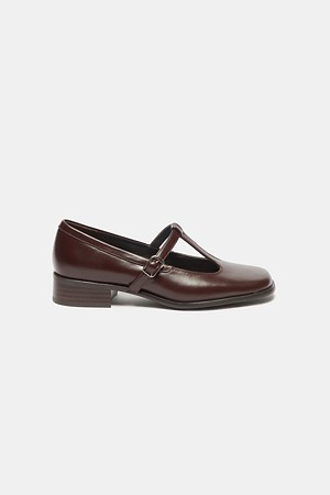 T-strap mary jane flats(wine)