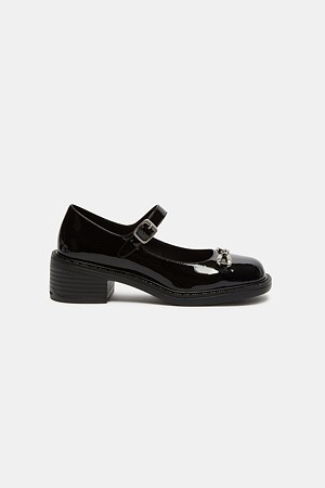 Ribbon horsebit flats(black)