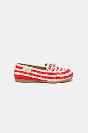 Crochet knit loafer(red)