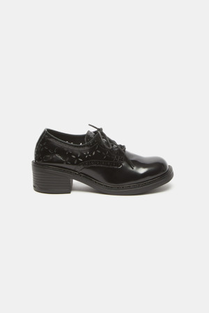 Flower lace-up loafer(black)