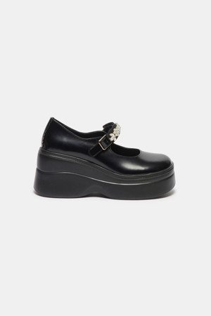 Platform mary-jane flats(black)