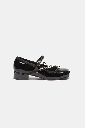 Jewelry mary-jane flats(black)