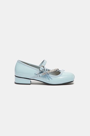 Jewelry mary-jane flats(blue)