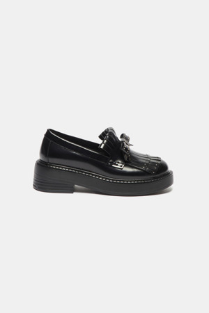 Ribbon fringe loafer(black)