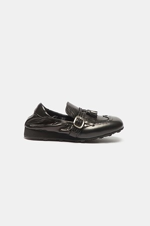 Toast fringe flat loafer(black)