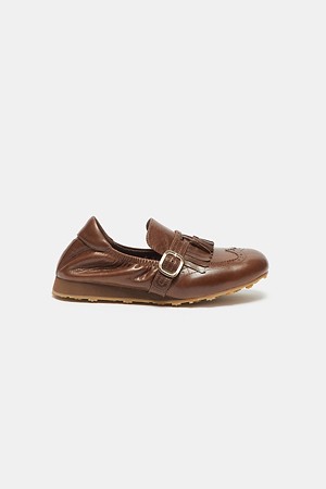 Toast fringe flat loafer(brown)
