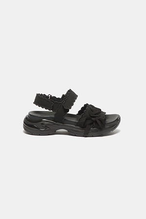 Knit scalloped sandals(black)