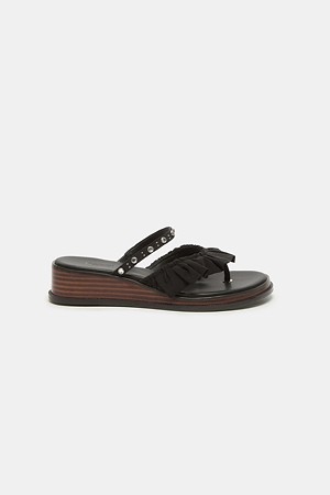 Ruffle jewelry flip-flop(black)