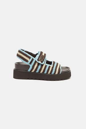 Crochet stripe sandals(blue)