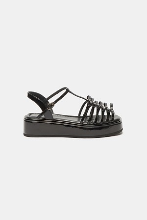 Multi-strap platform sandals(black)