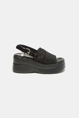 Crochet platform sandal(black)