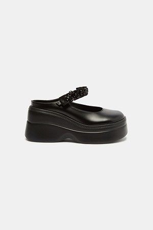 Beaded platform mule(Black)