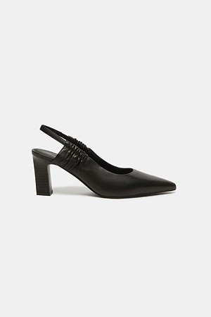 Shirring sling back shoes(black)