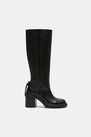 Back tie long boots(black)
