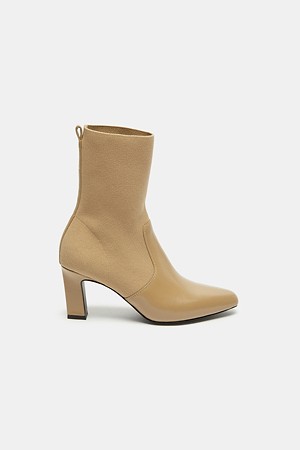 Knit block ankle sock boots(beige)