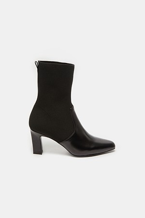 Knit block ankle sock boots(black)