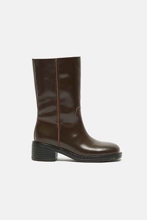 Contrast stitch middle boots(brown)