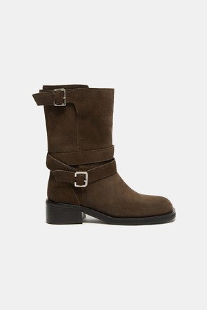 Double buckle middle boots(brown)