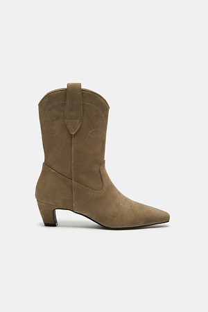 Western ankle boots(khaki)