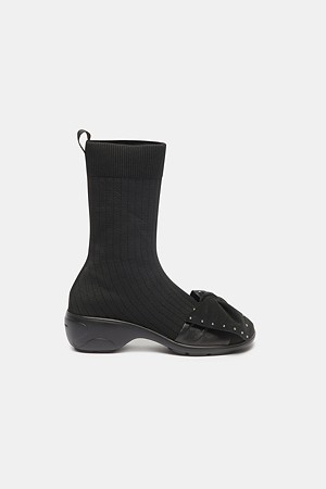 Ribbon sock boots(black)