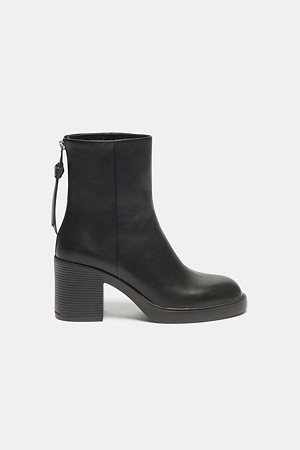 Zipper tie ankle boots(black)