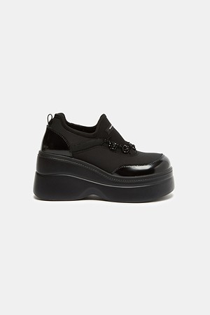 Beaded platform sneakers(black)