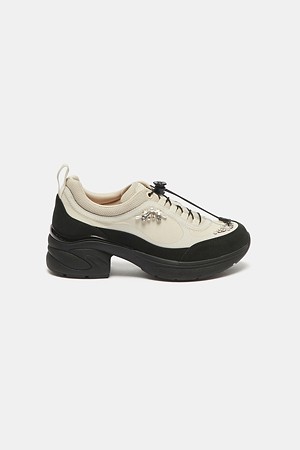 Sporty heel line jewel sneakers(beige)