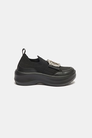 Crystal buckle sneakers(black)