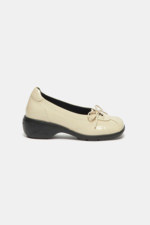 Wedge ribbon flats(beige)