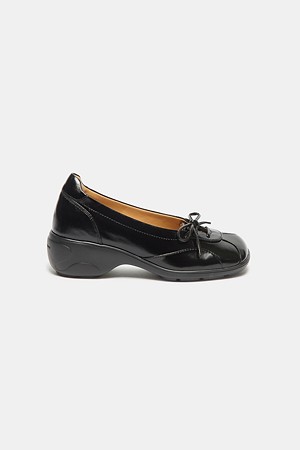 Wedge ribbon flats(black)