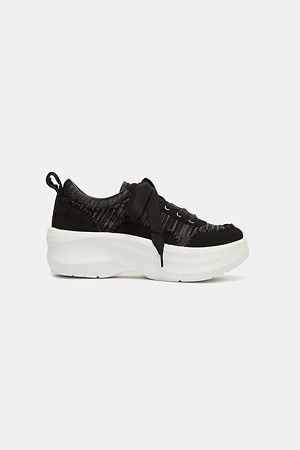 Shirring platform sneakers(black)