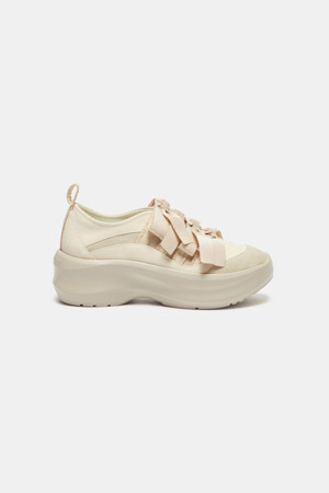 Ribbon platform sneakers(beige)