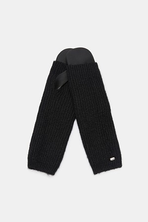 Gloves and long hand warmer set(black)