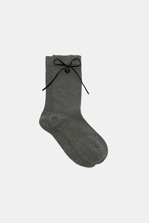 Ribbon bead socks(grey)