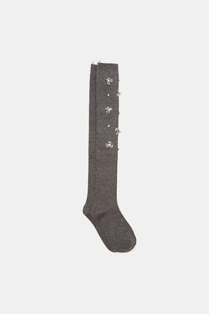 Crystal knee socks(grey)