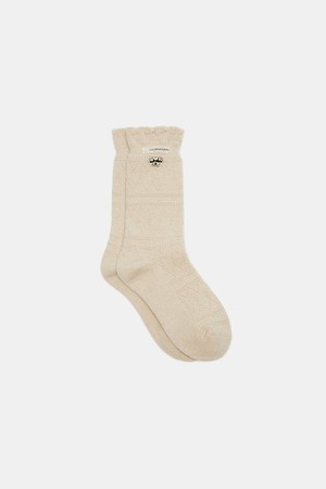 Crystal ribbon socks(beige)
