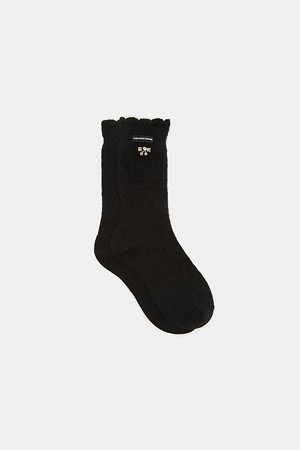 Crystal ribbon socks(black)