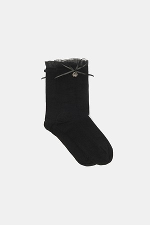 Ribbon lace socks(black)