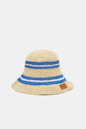 Stripe raffia hat(blue)