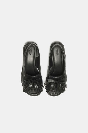 Pompom heel sandal(black)