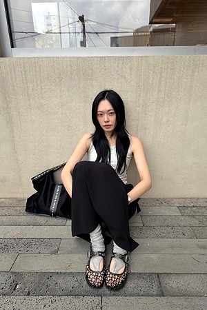 [셀럽 착용]Jelly flats(black)
