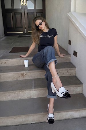 Ribbon line open-toe pumps(white)