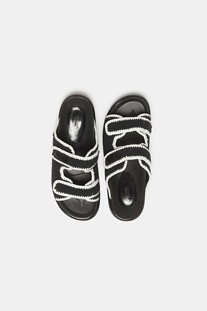 Knit slide sandal(black)