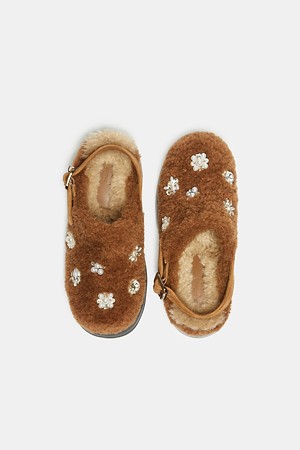 Furridge jewelry mule(brown)