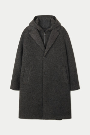 울저지 후드패널 코트