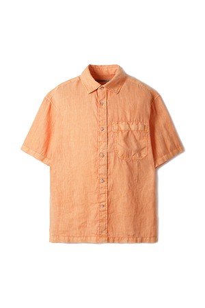 린넨 피그다잉 솔리드 반팔 셔츠